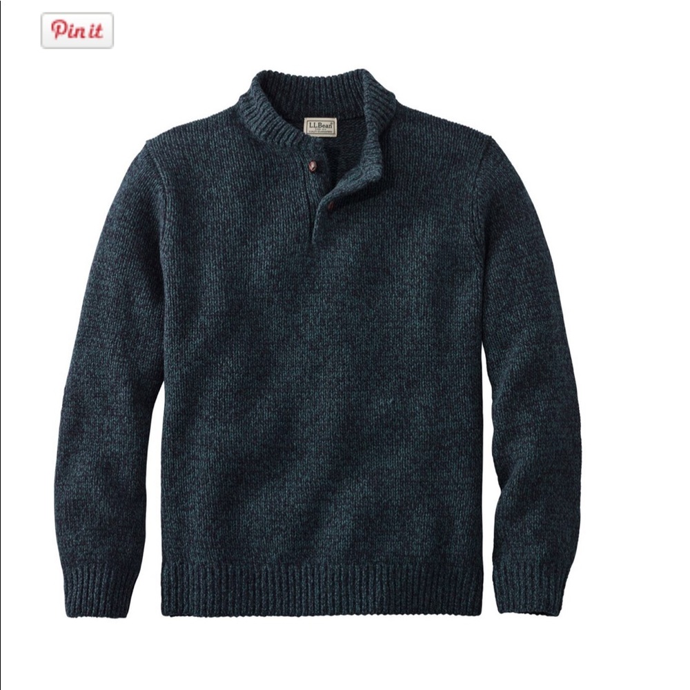 Navy Men’s LL Bean Classic Ragg Wool Sweater Henley